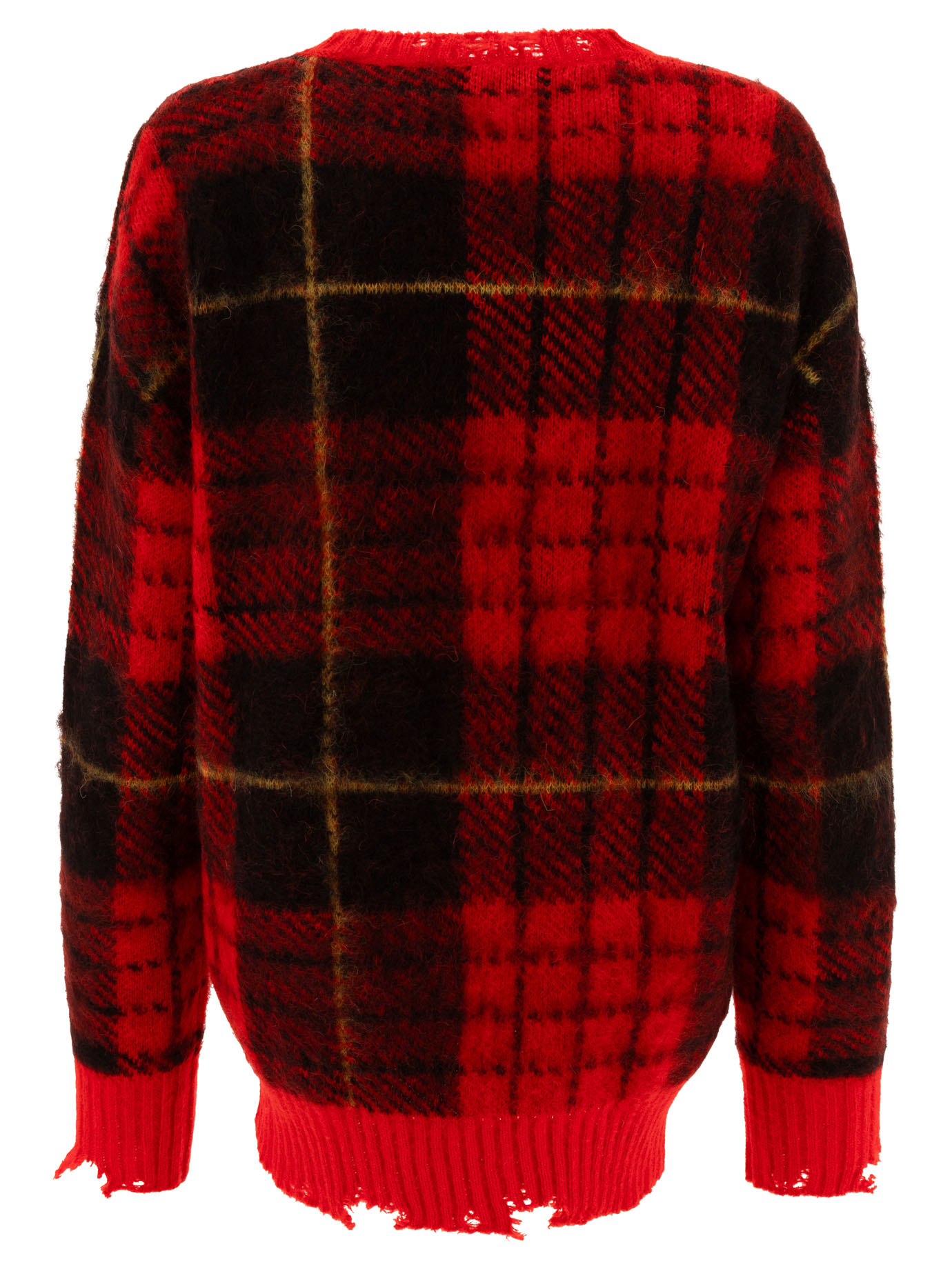 ALEXANDER MCQUEEN Red Tartan Distressed sweater